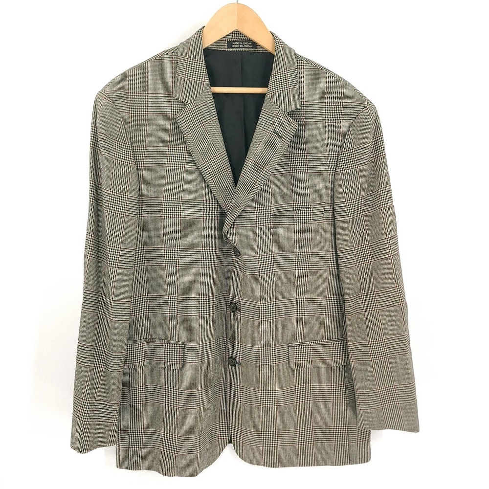 Hunt Club Blazer Mens 44 R Regular Gray Houndstooth Wool Cashmere Sports Coat